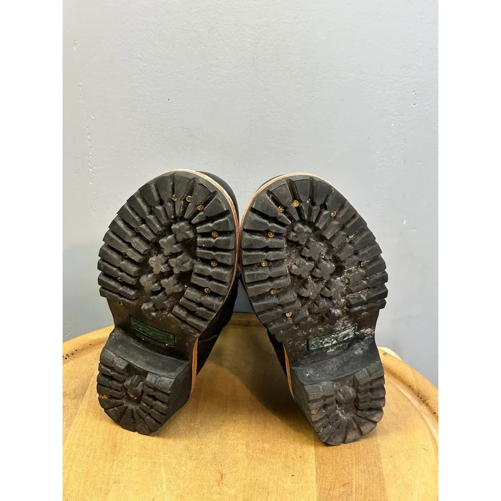 AD-Tec Work Boots Mens 7 Black Leather Kiltie Logger High Top‎ Lug Sole Rugged